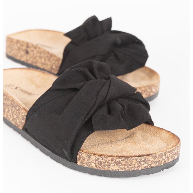 Black slippers with a Step Of Pleasure bow 1