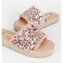 Strawberry Field pink sequin slippers 1