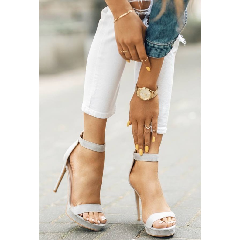 Gray sandals on a high heel Be My Baby pink 1