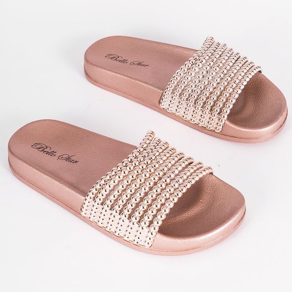 Pink Jennya slippers with rubber beads 1