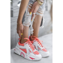 Pink neon sneakers Bling! Bling! white 1