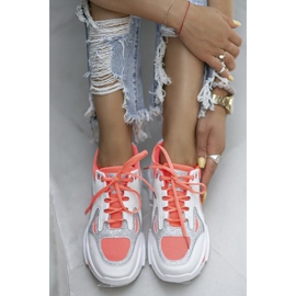 Pink neon sneakers Bling! Bling! white 2