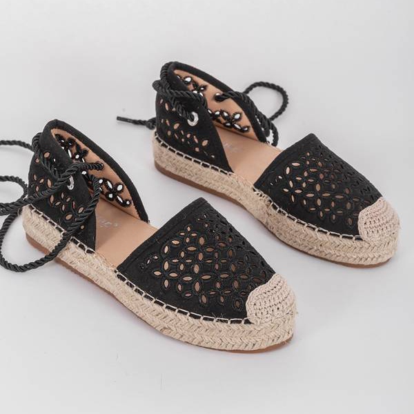 Black Peekaboo openwork espadrilles 1