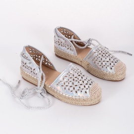 Peekaboo openwork silver espadrilles grey 1