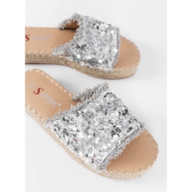 Strawberry Field silver sequin slippers 1