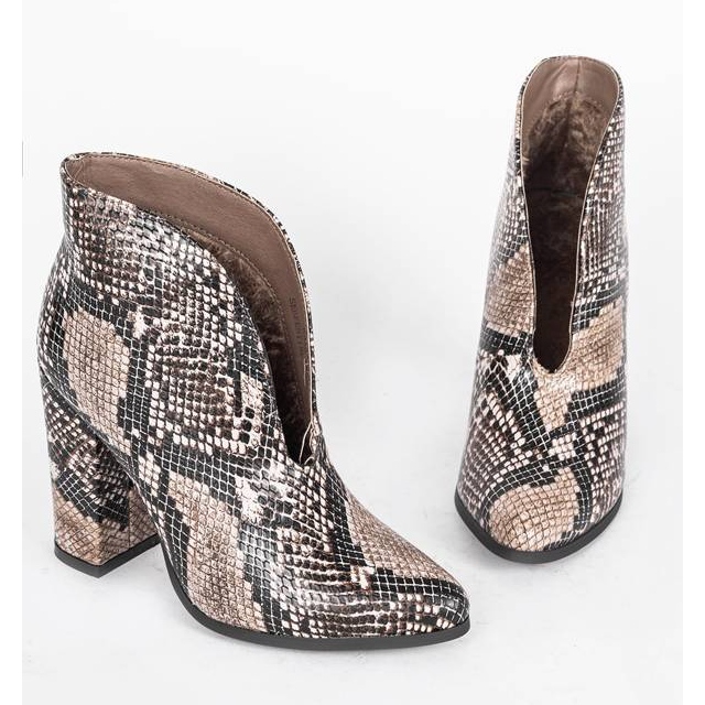 Snake ankle boots on the Jamie post brown black 1