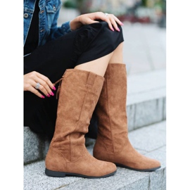 Camel boots on Lean's indoor wedge heel brown 1