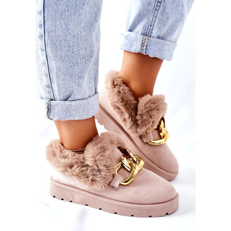 PB1 Women's Gold Chain Slippers Beige Ardrums 2