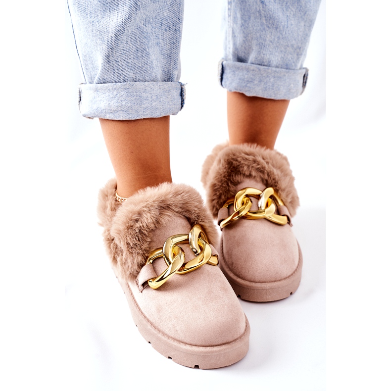 PB1 Women's Gold Chain Slippers Beige Ardrums 3
