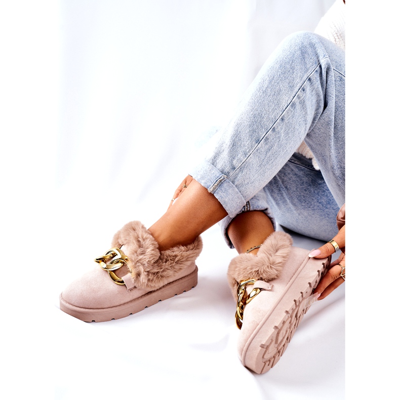 PB1 Women's Gold Chain Slippers Beige Ardrums 5