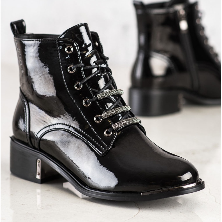 S. BARSKI Black Boots With Decorative Toe 1
