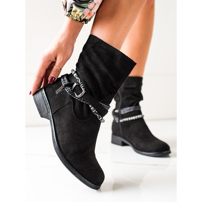 Anesia Paris Suede boots with decorative stripes black 2