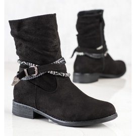 Anesia Paris Suede boots with decorative stripes black 1
