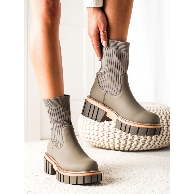 Seastar Booties Jodhpur boots with a sock beige green 1