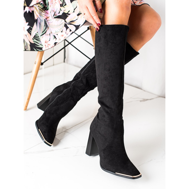 Seastar Suede Boots With A Decorative Toe black 1
