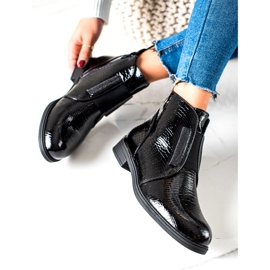 Patent ankle boots with animal pattern Sergio Leone BT400 Black 2