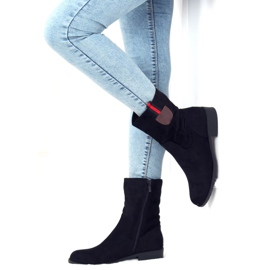 Black women's flat boots 1707 Black 1