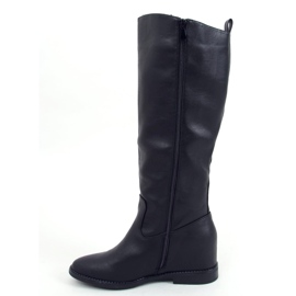 Black boots on a hidden wedge heel HQ243 Black 1