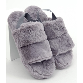 Gray women's fur slippers N-92 Gray grey 1