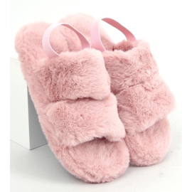 Women's fur slippers, dirty pink N-92 Pink 1