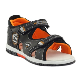 American Club Sandals with a heel American 86948 gray grey orange 1