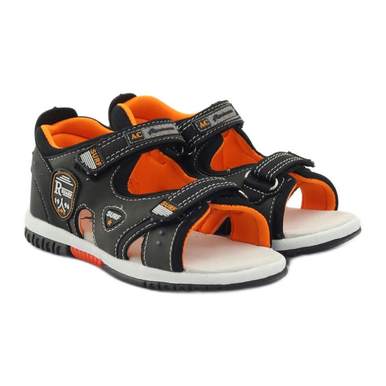 American Club Sandals with a heel American 86948 gray grey orange 4