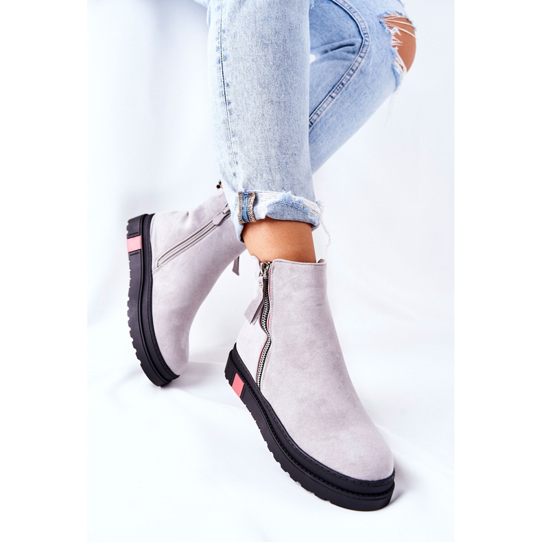 PS1 Suede Booties Jodhpur boots on the Gray Nessa platform grey 1