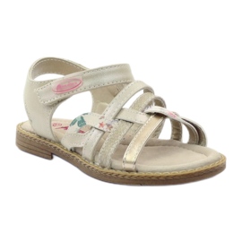 American Club American Sandals Girls for Velcro 15079 Beige/gold 1