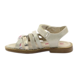 American Club American Sandals Girls for Velcro 15079 Beige/gold 2
