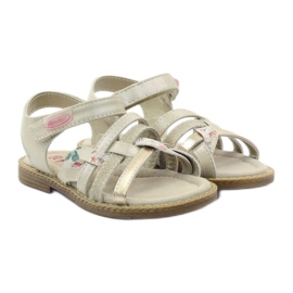 American Club American Sandals Girls for Velcro 15079 Beige/gold 4