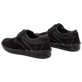 Olivier Men's casual leather shoes 7095 black nubuck 7