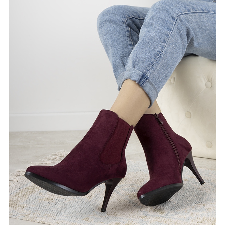 Burgundy boots on a Varela heel red 1