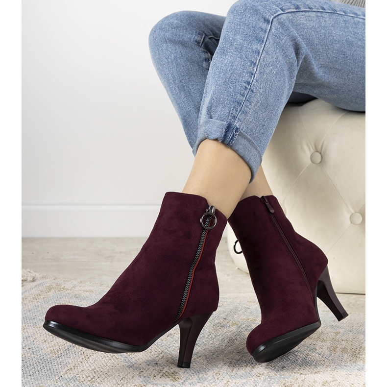 Maroon boots with a decorative Yoana zipper claret 1