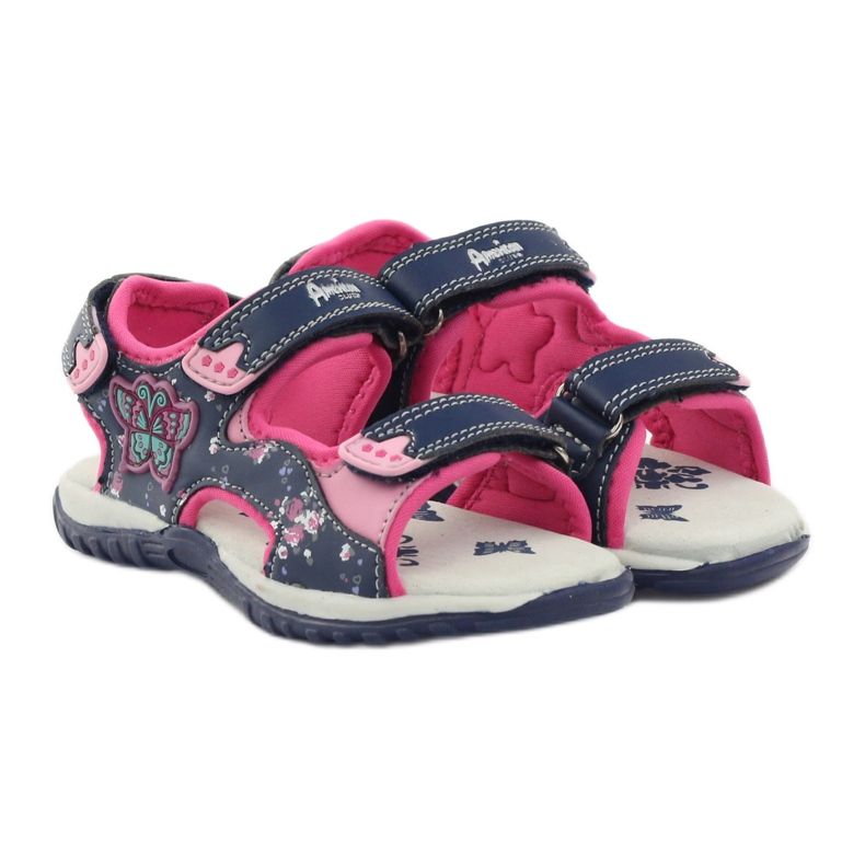 American Club Granat American 6353 sports sandals navy blue blue pink 4