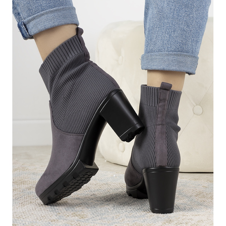 Gray boots with a sock upper from Soria grey 1