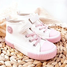 Children's High Sneakers With Velcro Big Star II374014 White pink 2