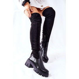 Leather boots Maciejka Krokodyl Black 05260-01 2