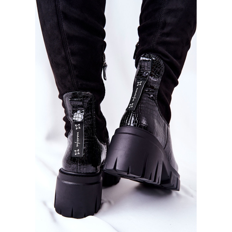 Leather boots Maciejka Krokodyl Black 05260-01 1