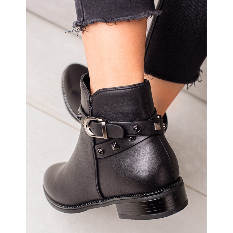 Goodin Black Booties With Rhinestones 2