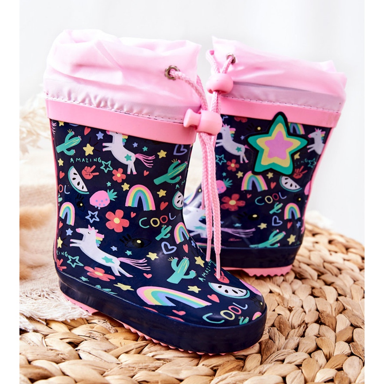 Children's rubber galoshes Navy Blue Unicorn Aleman pink 2