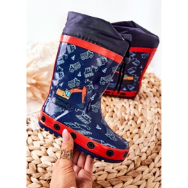 Children's Rubber Wellington Boots Pertris Excavator navy blue 1