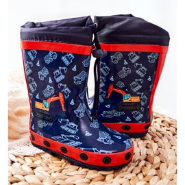 Children's Rubber Wellington Boots Pertris Excavator navy blue 2
