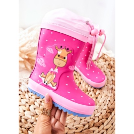 Children's rubber rain boots Fuchsia Glynnal Giraffe pink 1