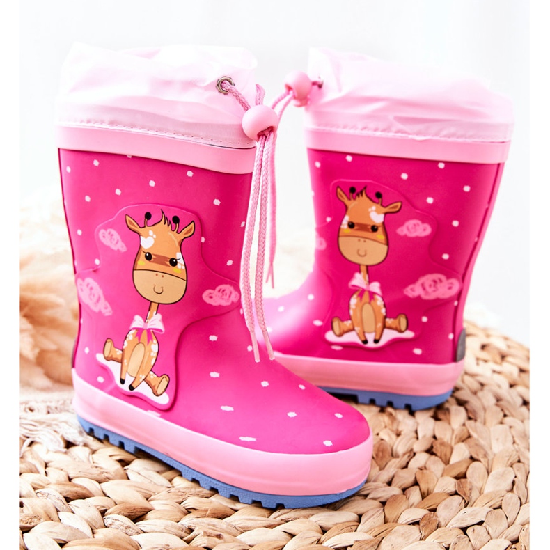 Children's rubber rain boots Fuchsia Glynnal Giraffe pink 2