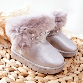 FR1 Children's Snow Boots Warmed With Fur Silver Bonni 1 FR1 Children's Snow Boots Warmed With Fur Silver Bonni 1