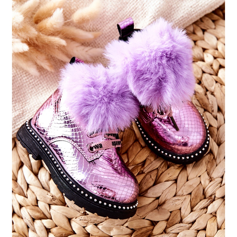 PA1 Children's Warm Boots With Fur Violet Rosea 1