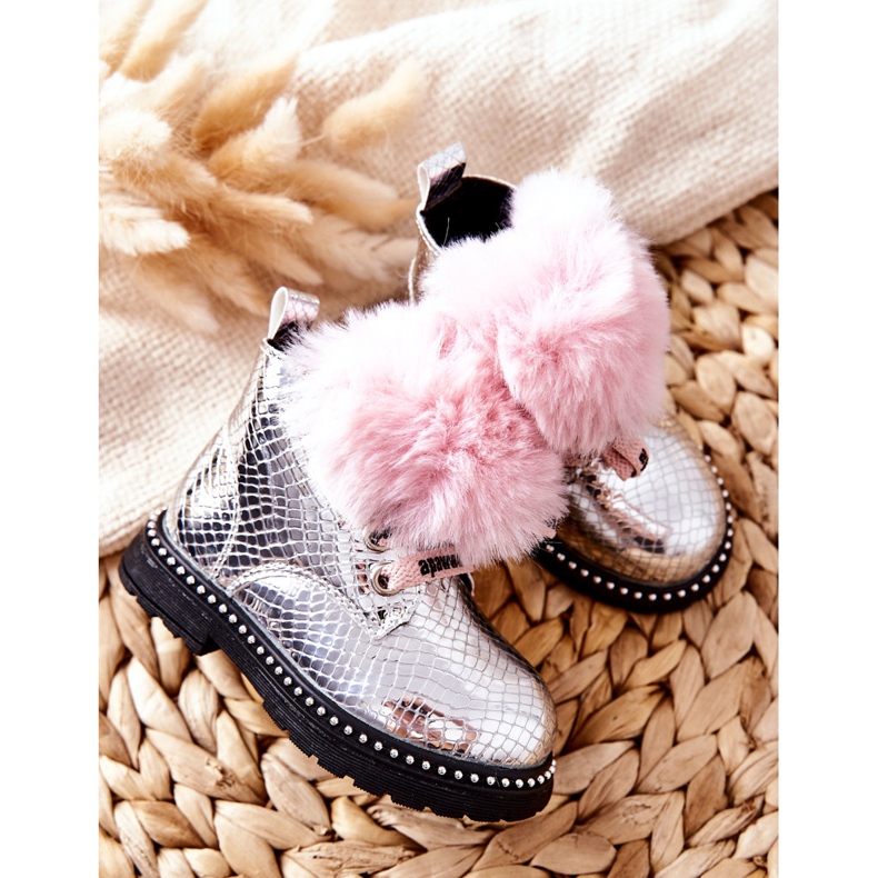 PA1 Children's Warm Boots With Fur Silver Rosea pink 1 PA1 Children's Warm Boots With Fur Silver Rosea pink 1