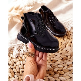 PA1 Leather Children's Boots Lacquered Black Maris 2