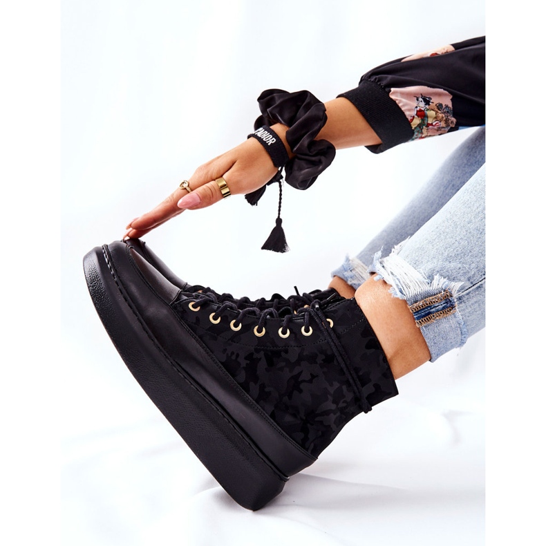 Lewski Shoes Sport Leather Shoes Lewski 3034 Black Camo 2