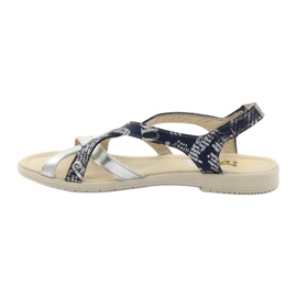 Leather Sandals woven Escott 1389 navy blue silver 2